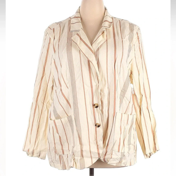 ModCloth New Opportunity Linen-Blend Blazer Jacket Stripes Plus Size 4X NWT - Picture 5 of 10